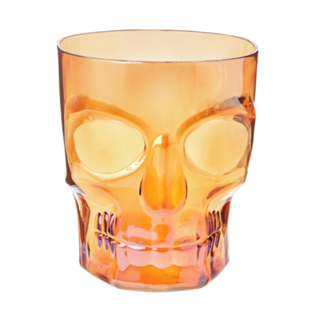 💀 2 Electroplated Amber Skull Cups Set